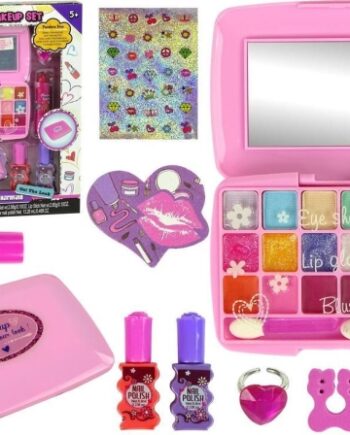 Lyserød Skønhedssæt med Øjenskygger og Lip Gloss