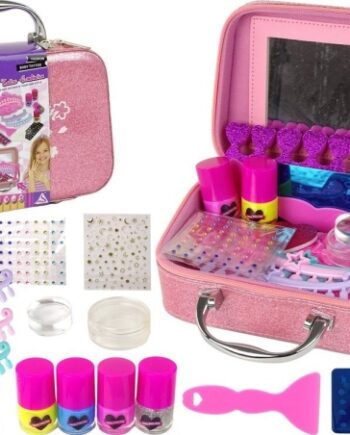 Lyserød Neglelakæske med Glitter fra Leantoys