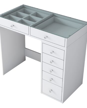 Elegant Hvid Makeup Bord med 7 Skuffer - NordvÄrk BJ107