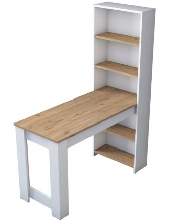 Elegant Hvid Nordvrk Makeup Bord med Hylder - 120x53 cm