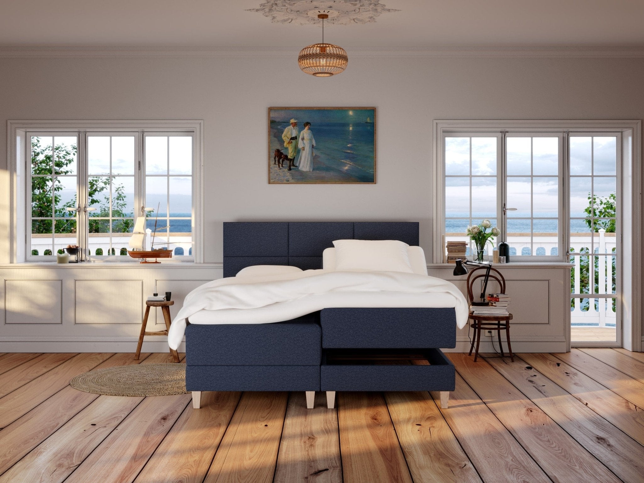 Aura Lv 180x210 Dyb Blå - Populær Elevationsseng på Tilbud