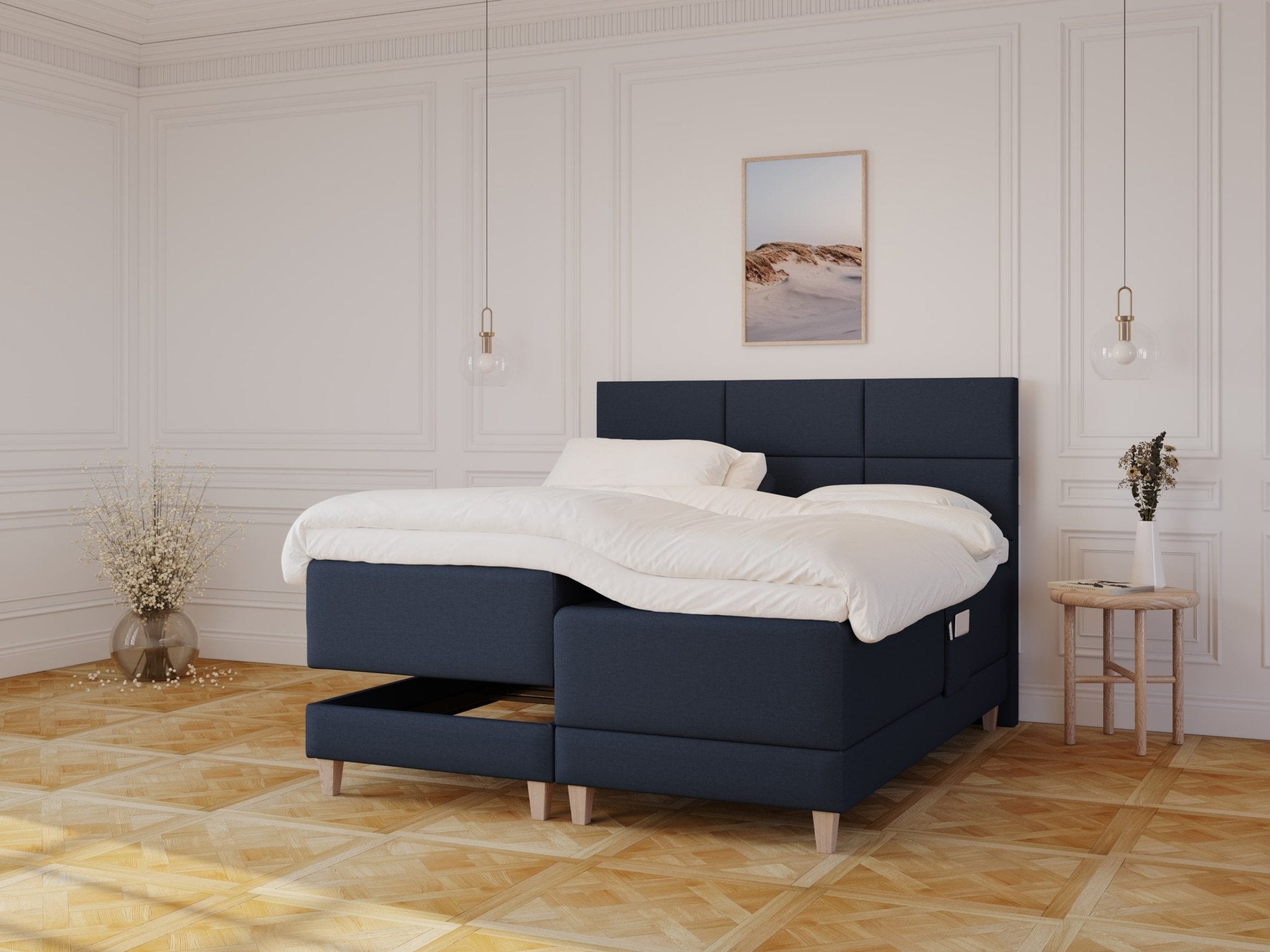 Aura Fjord 180x210 Dyb Blå - Luksus Elevationsseng