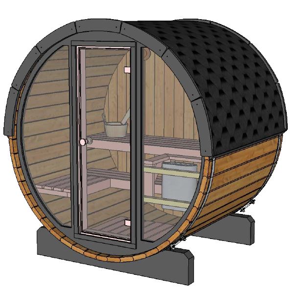Poolsauna med Glasfront i Thermowood – Plads til 3-4 personer